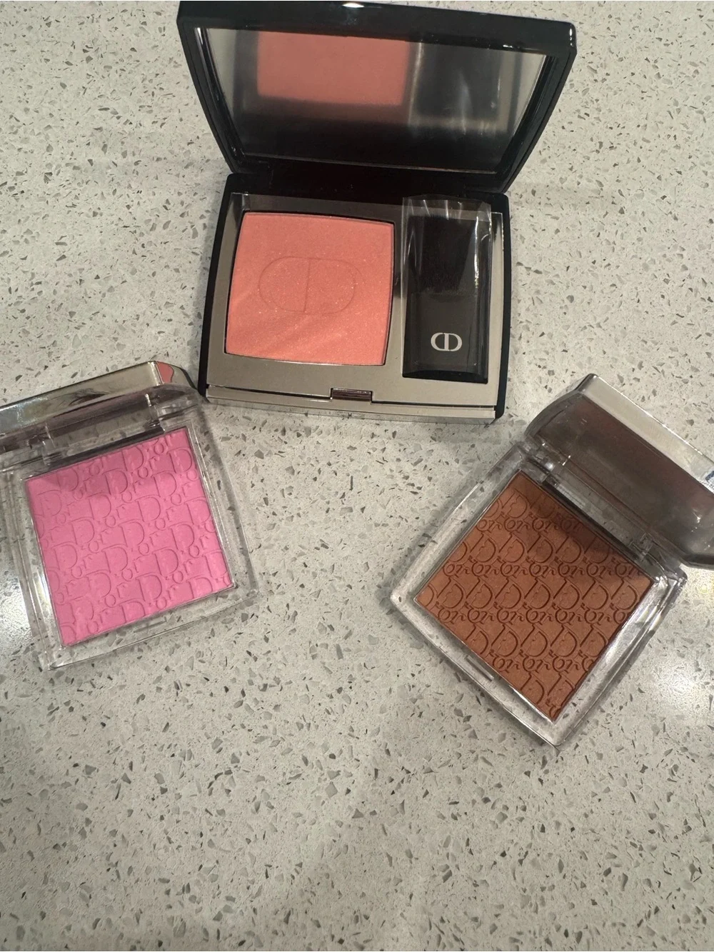 Unboxed 3 Dior Blush Compacts in Coral Orange & Soft Pink